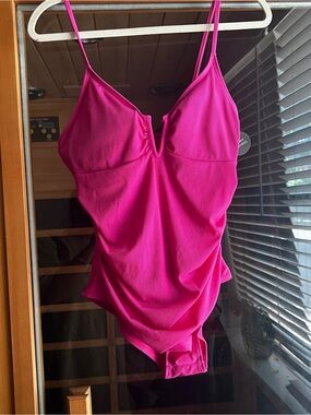 Jones Hot Pink Ribbed One-Piece Swimsuit